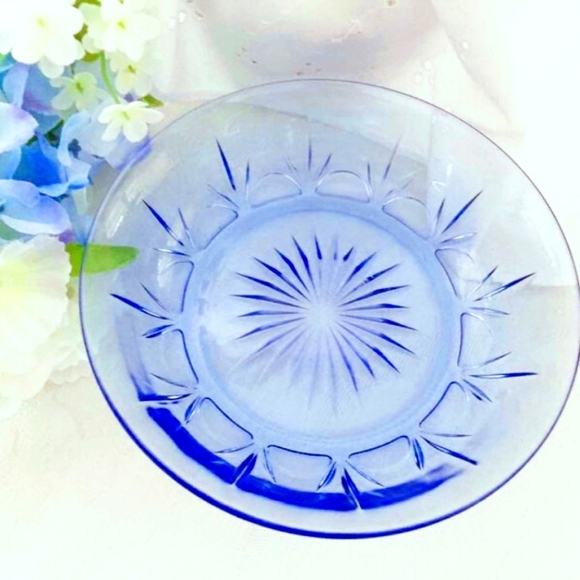 Vintage Avon Fostoria American Blue Starburst Small Dish 7" - Picture 5 of 6